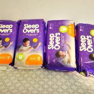 SleepOver Youth Protection pull ups 4 packs of 12. Size L/XL 60-120 lbs